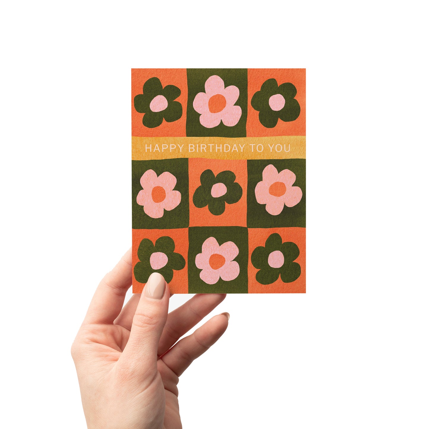 Check Flower Birthday Card
