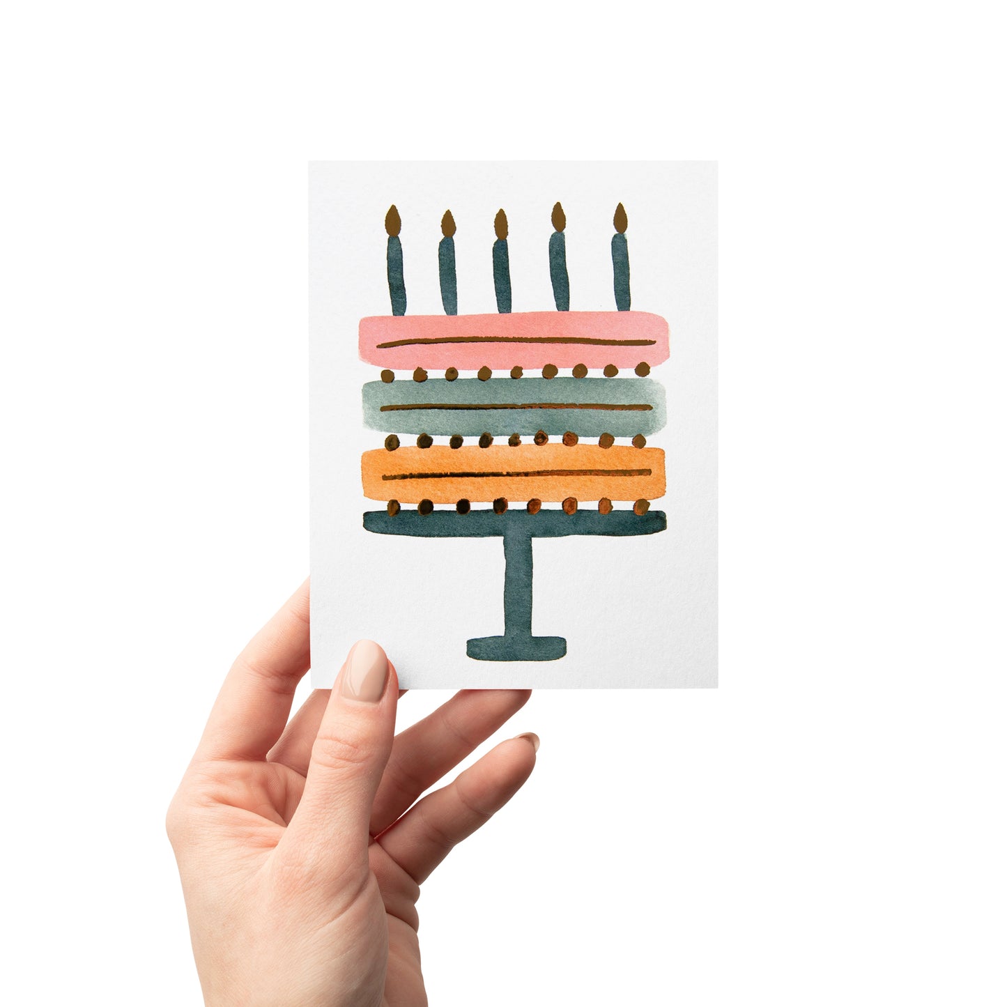 Pink + Mustard Gold Foil Birthday Cake Card