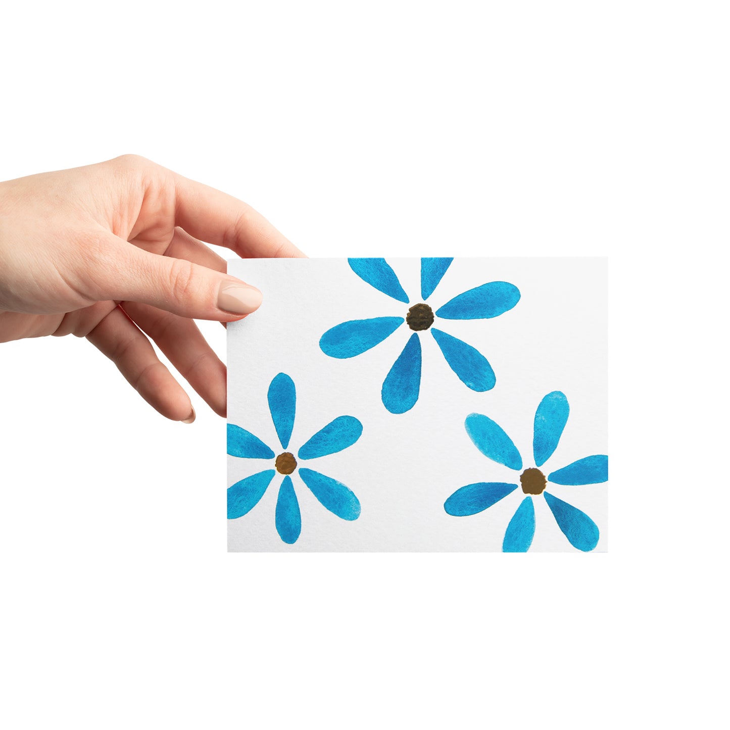 Bright Blue Gold Foil Daisy Card