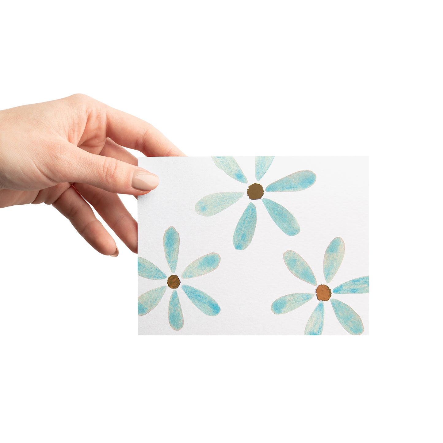 Light Blue Gold Foil Daisy Card
