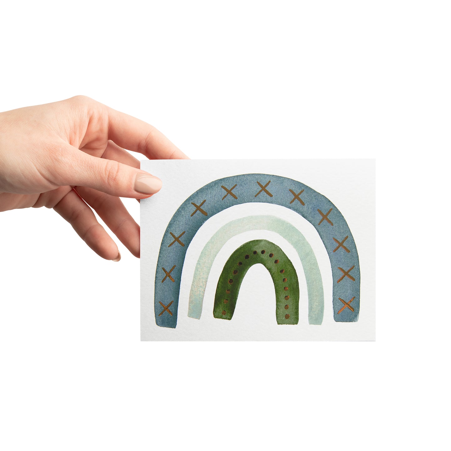 Blue + Light Blue Gold Foil Rainbow Card