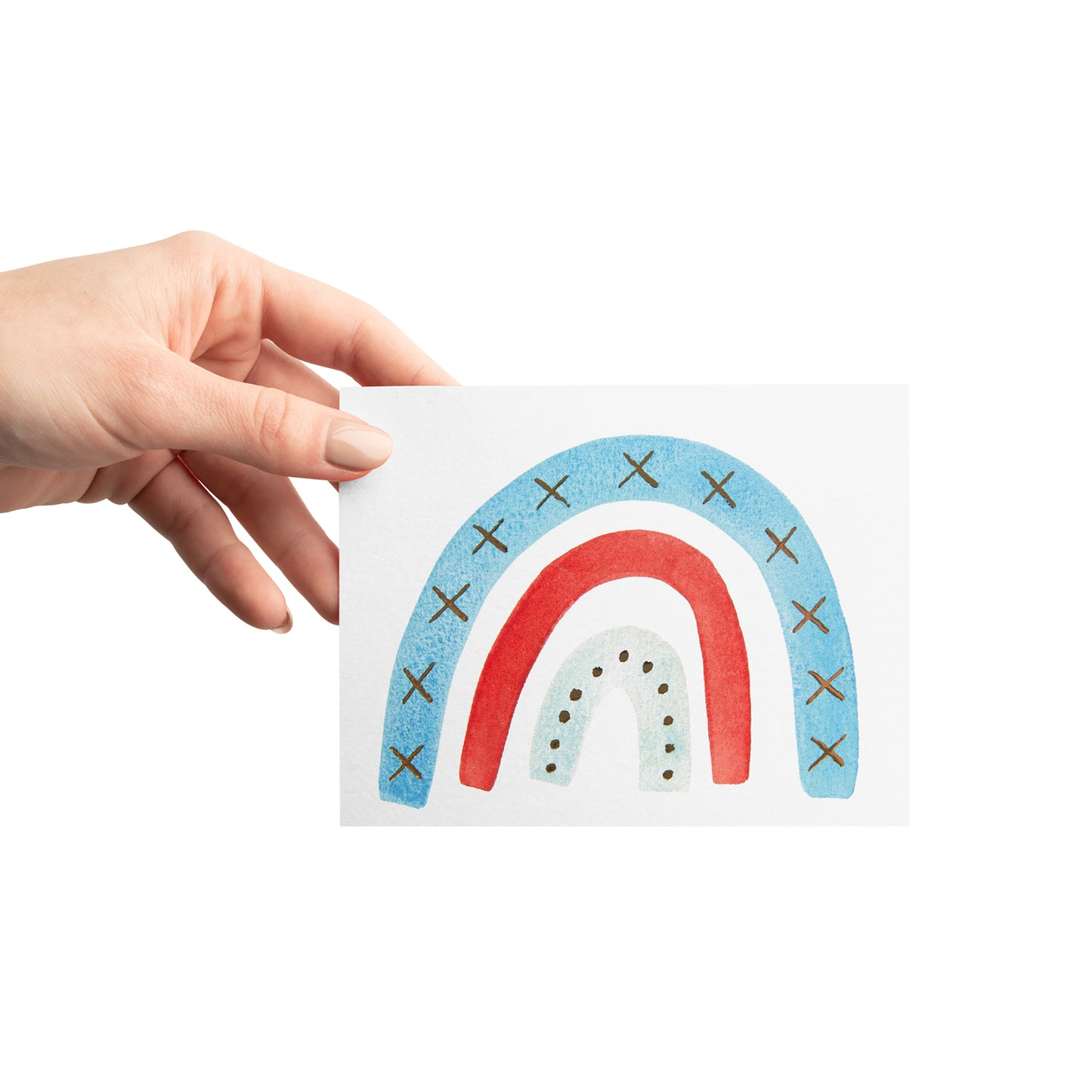 Bright Blue + Red Gold Foil Rainbow Card