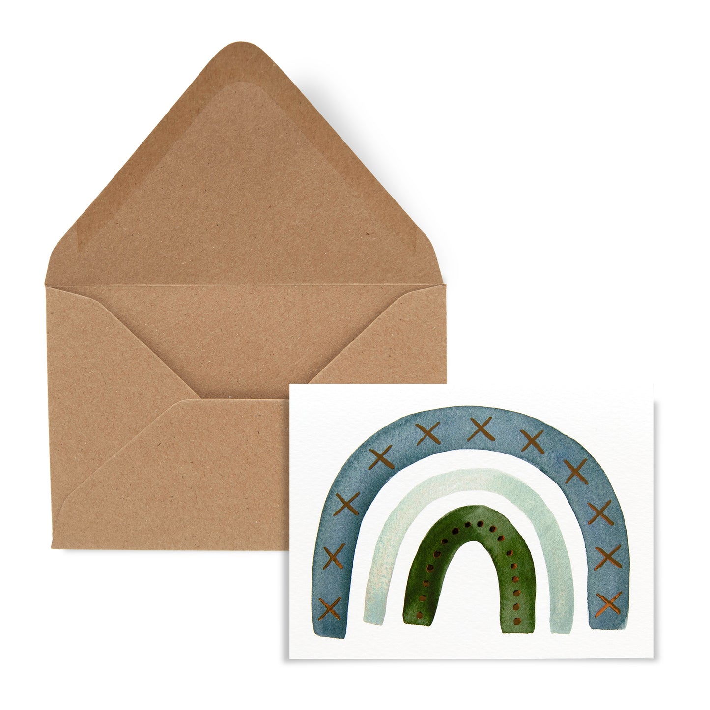 Blue + Light Blue Gold Foil Rainbow Card