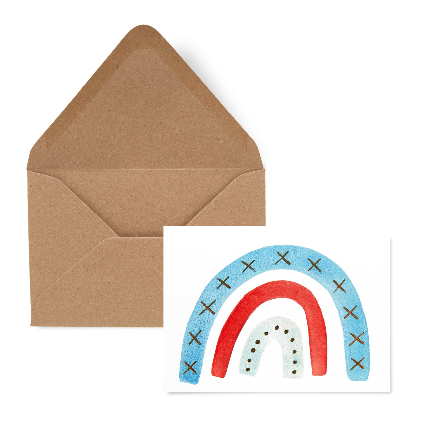 Bright Blue + Red Gold Foil Rainbow Card