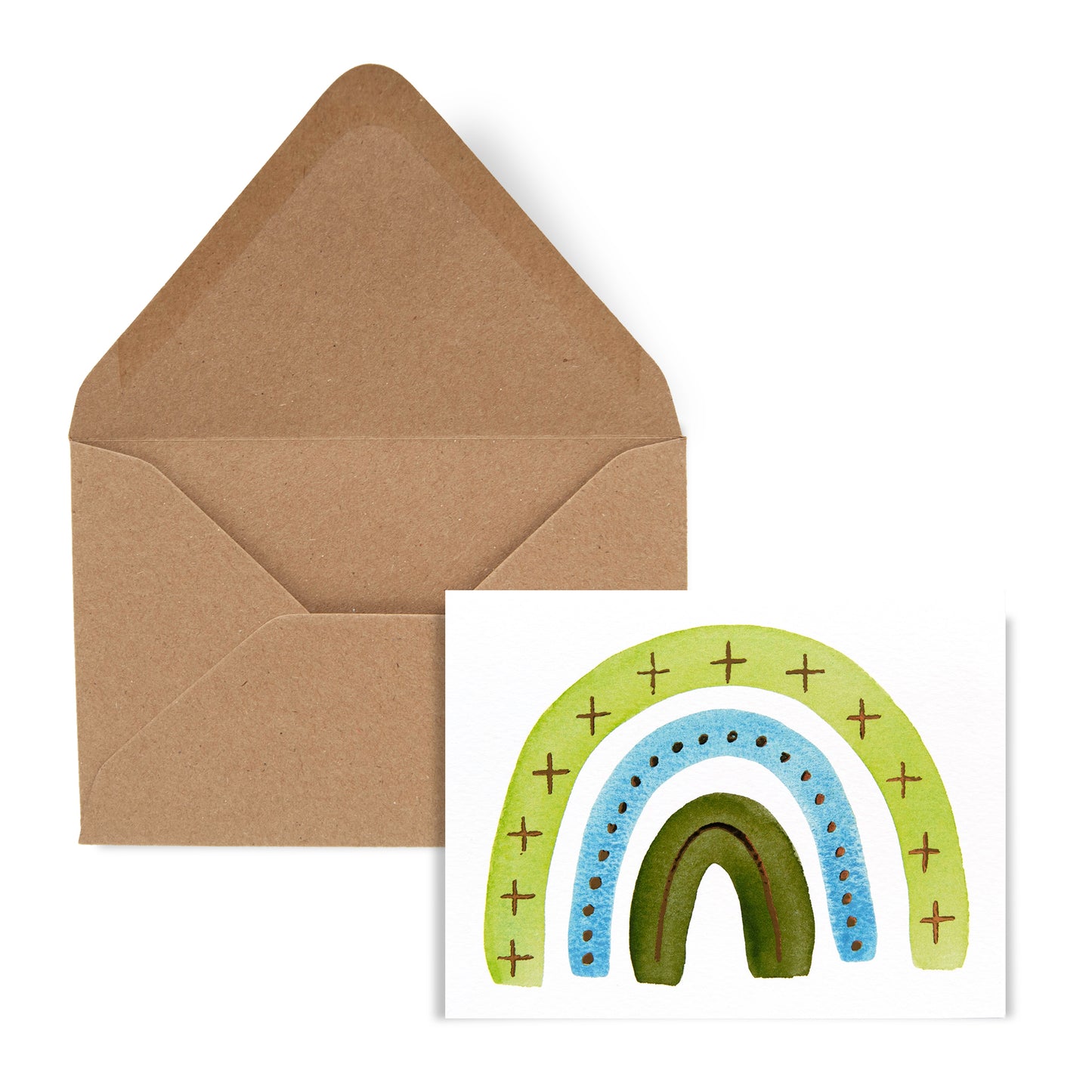 Bright Green + Blue Gold Foil Rainbow Card