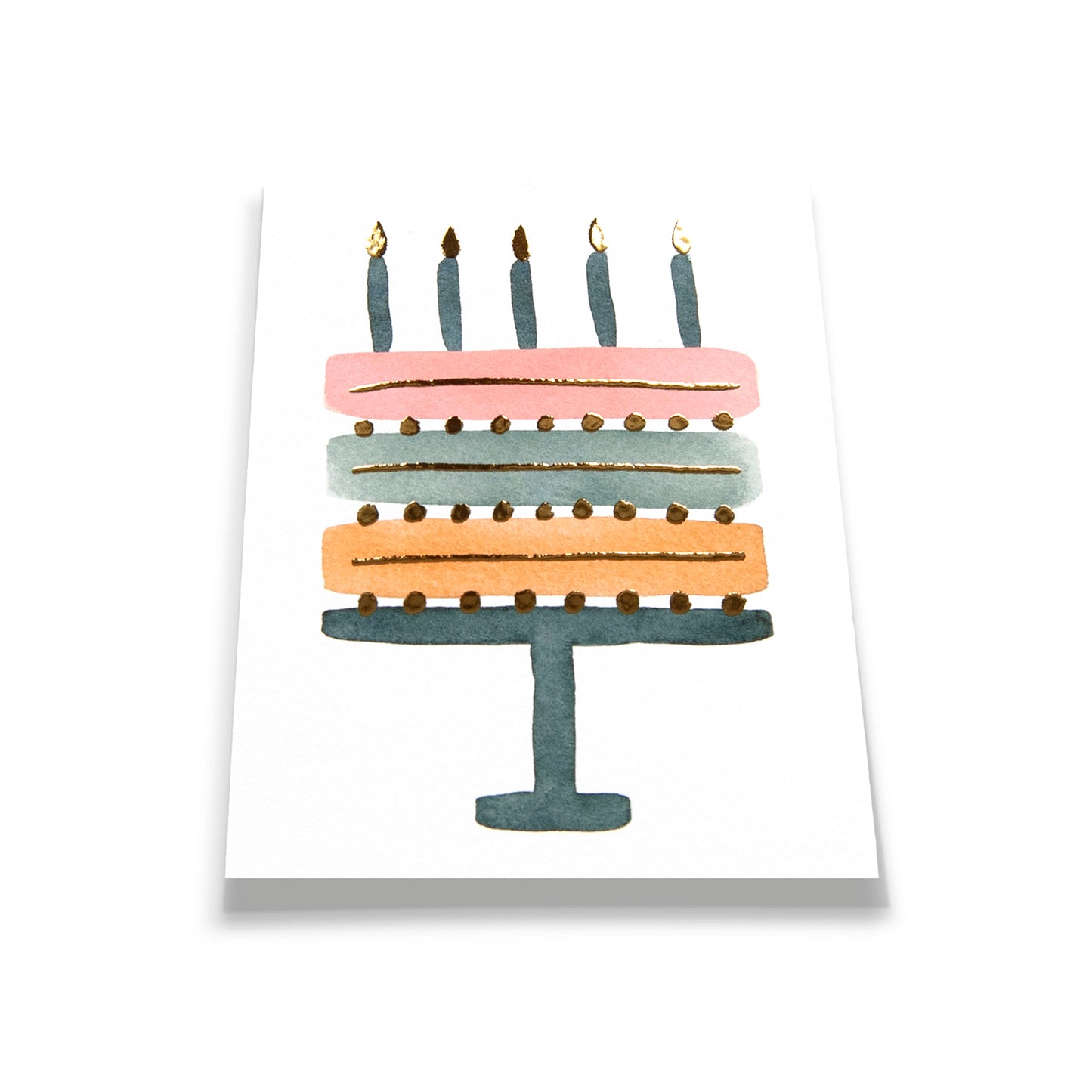 Pink + Mustard Gold Foil Birthday Cake Card