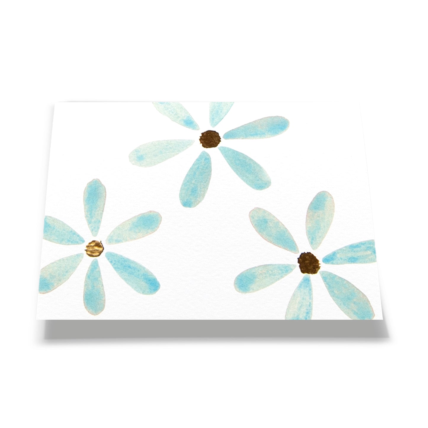 Light Blue Gold Foil Daisy Card