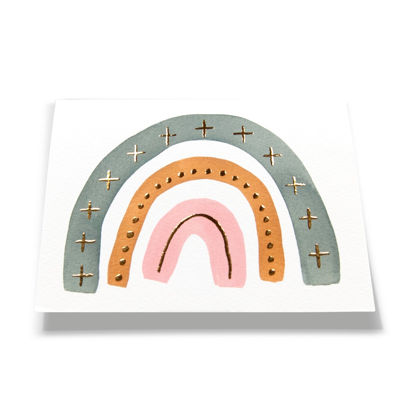 Green + Mustard Gold Foil Rainbow Card
