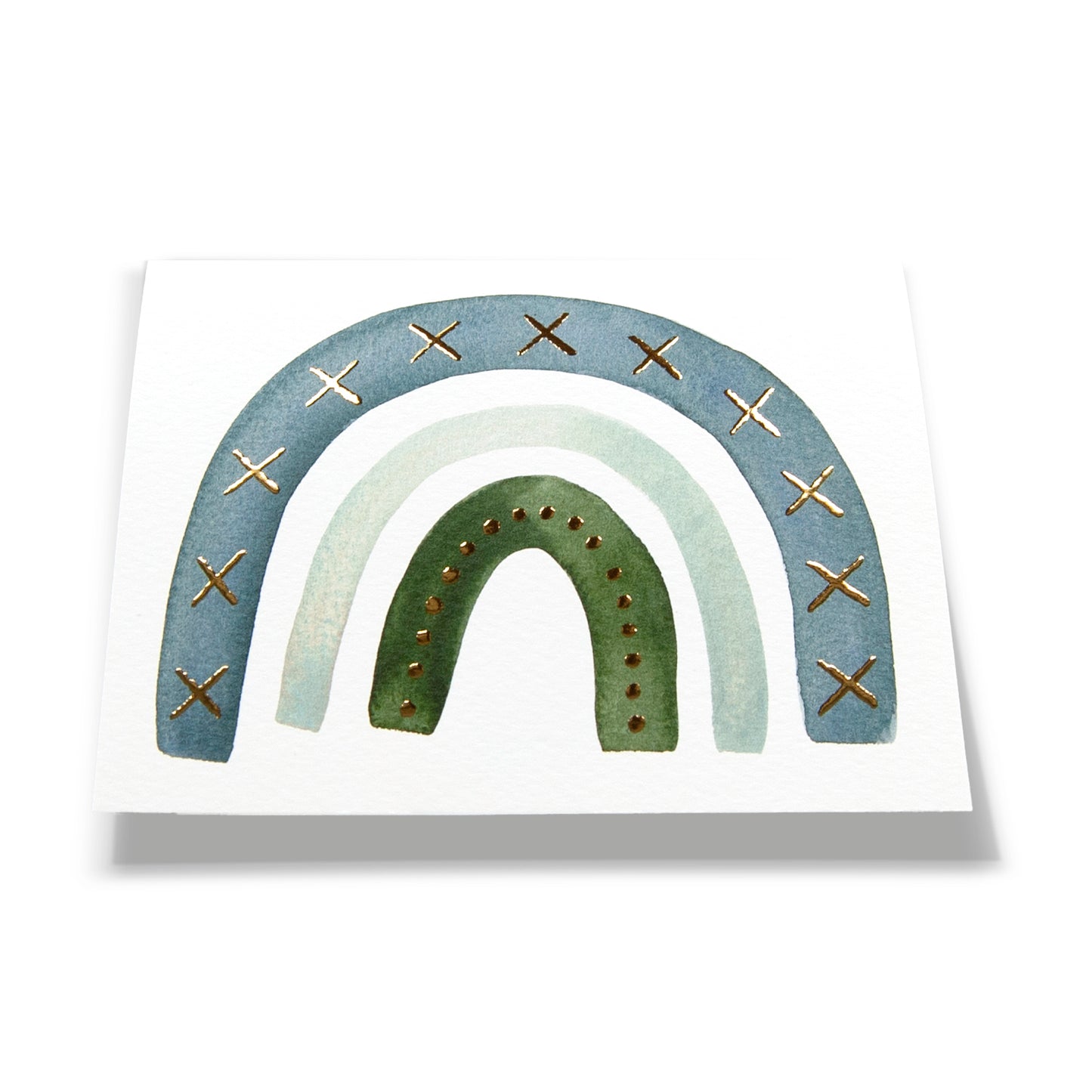Blue + Light Blue Gold Foil Rainbow Card