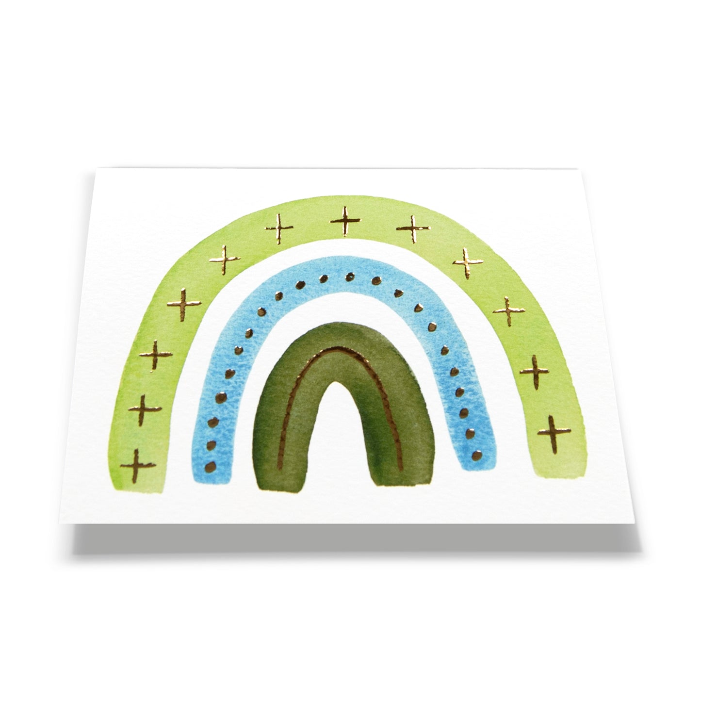 Bright Green + Blue Gold Foil Rainbow Card