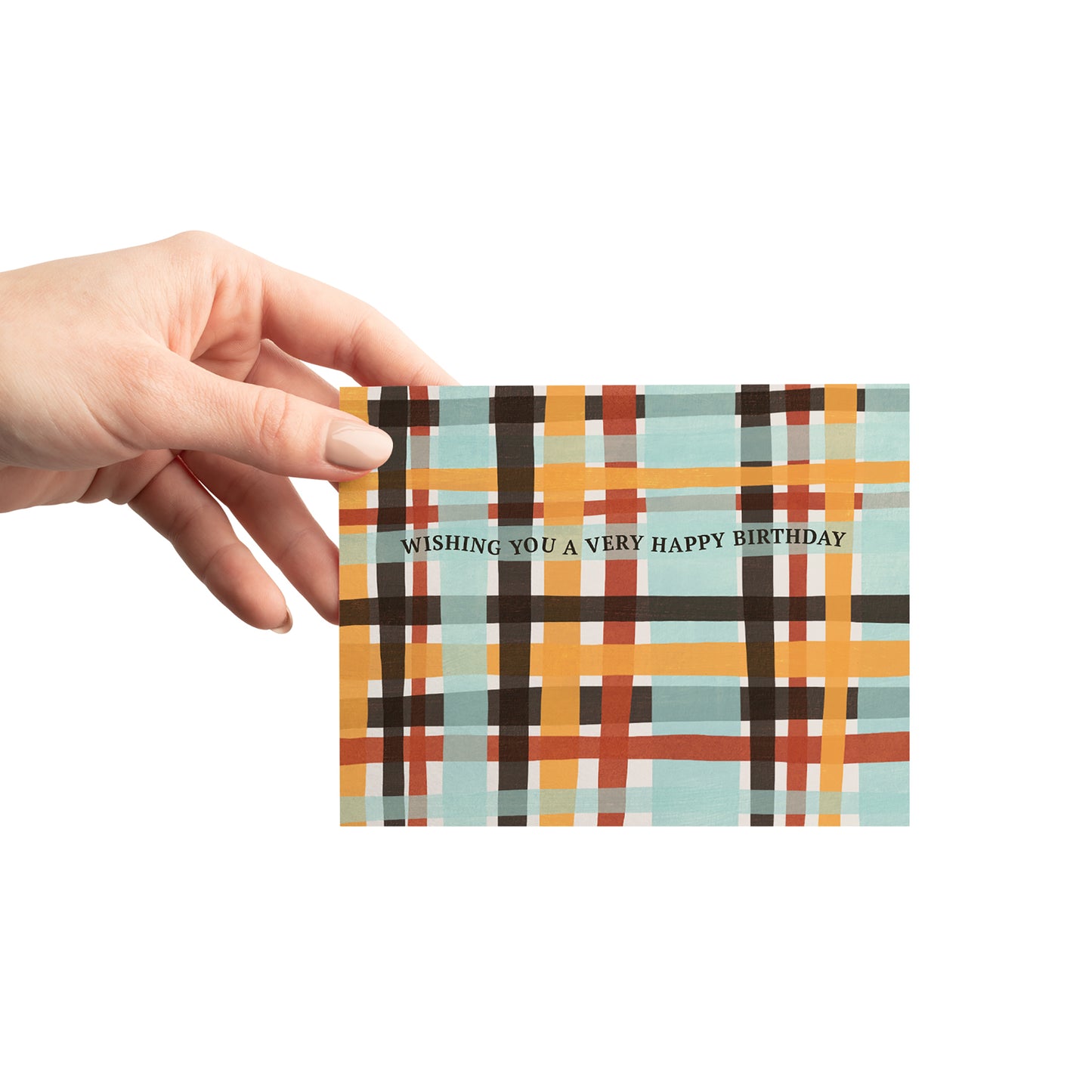 Light Blue Plaid Birthday Card