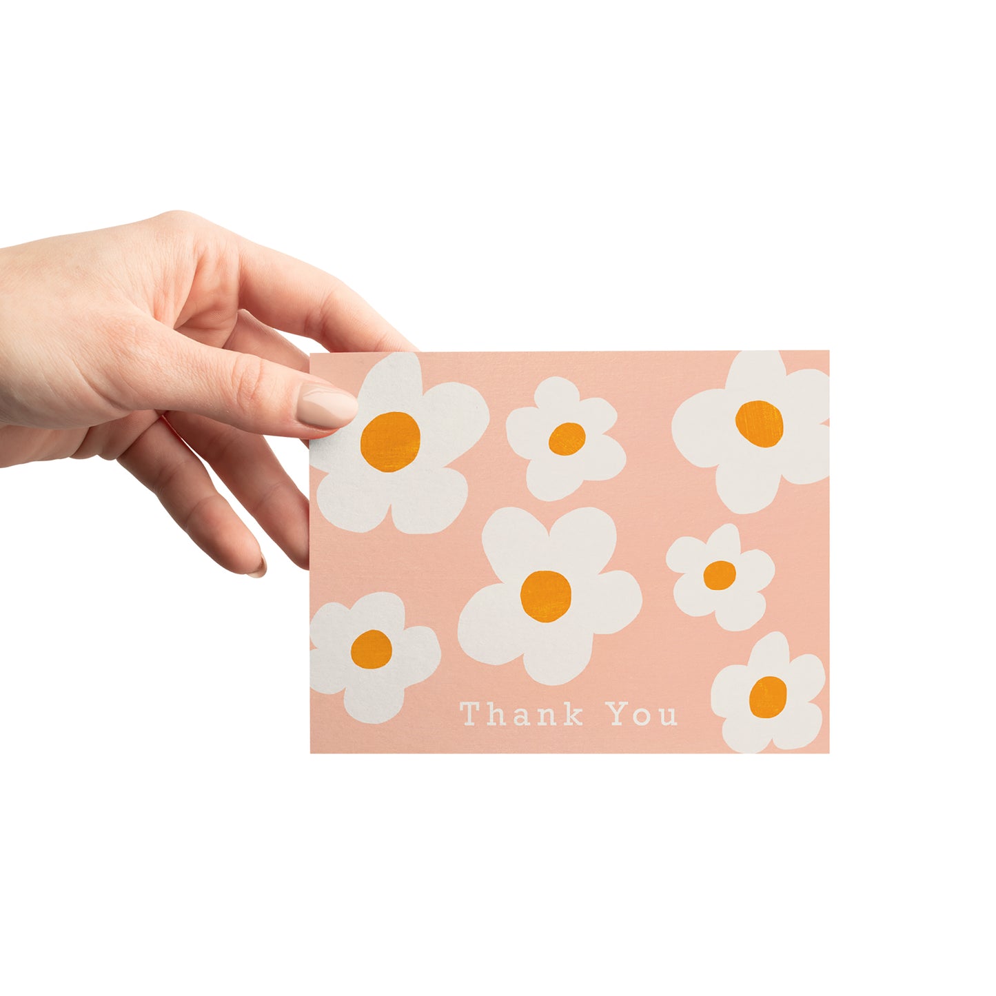 Pink + White Daisy Thank You Card