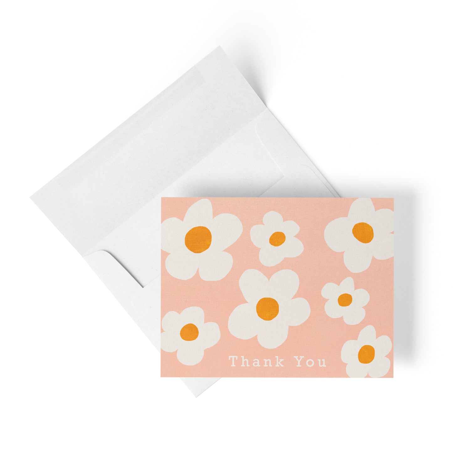 Pink + White Daisy Thank You Card