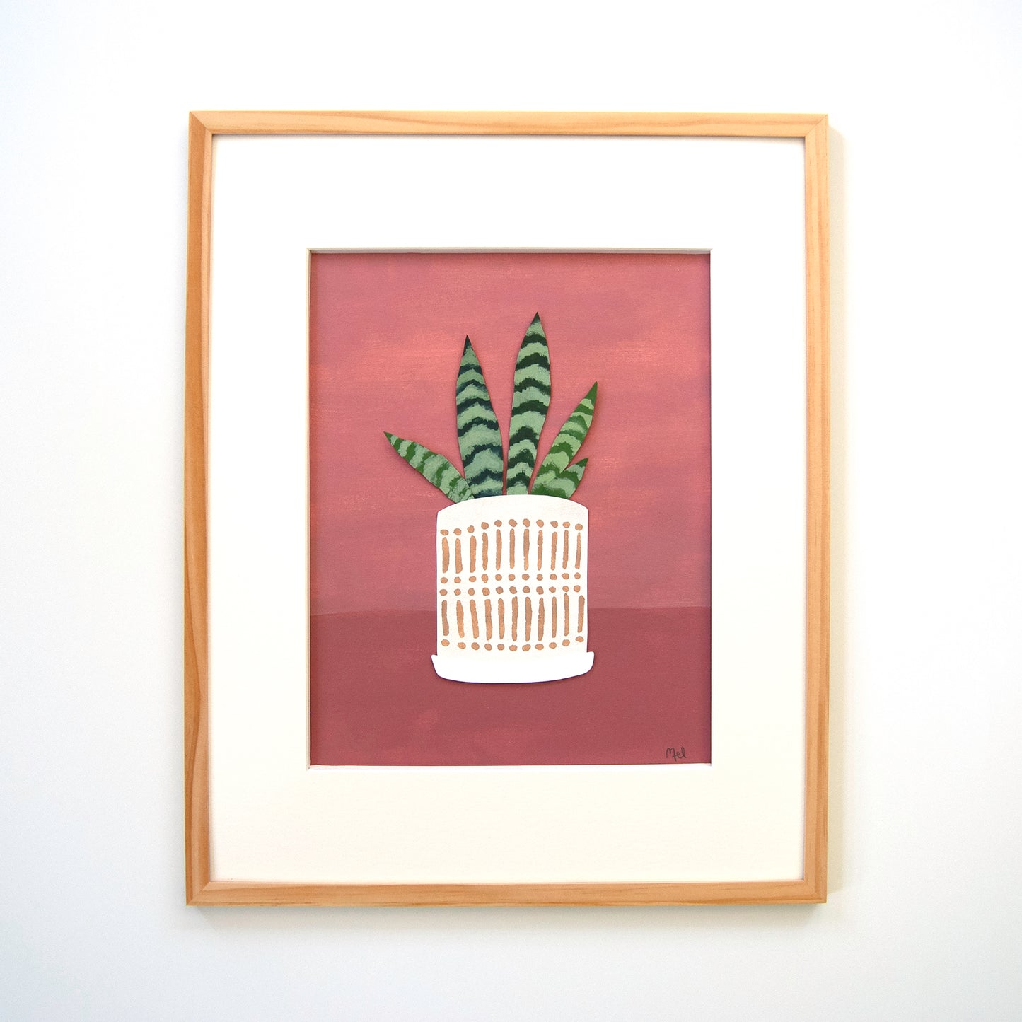 "Cheery Black Coral" Framed Acrylic & Cut Paper Original, 16 x 20 inches