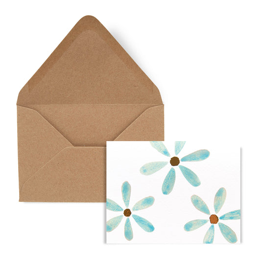 Light Blue Gold Foil Daisy Card