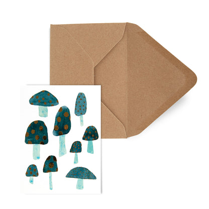 Blue Mushroom Gold Foil Card
