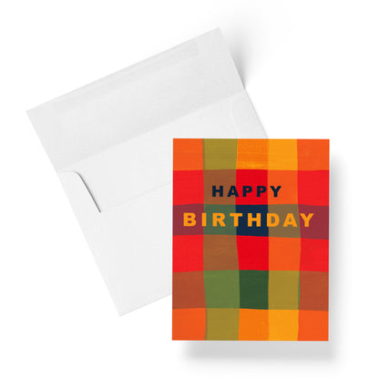 Red + Green Plaid Birthday Card